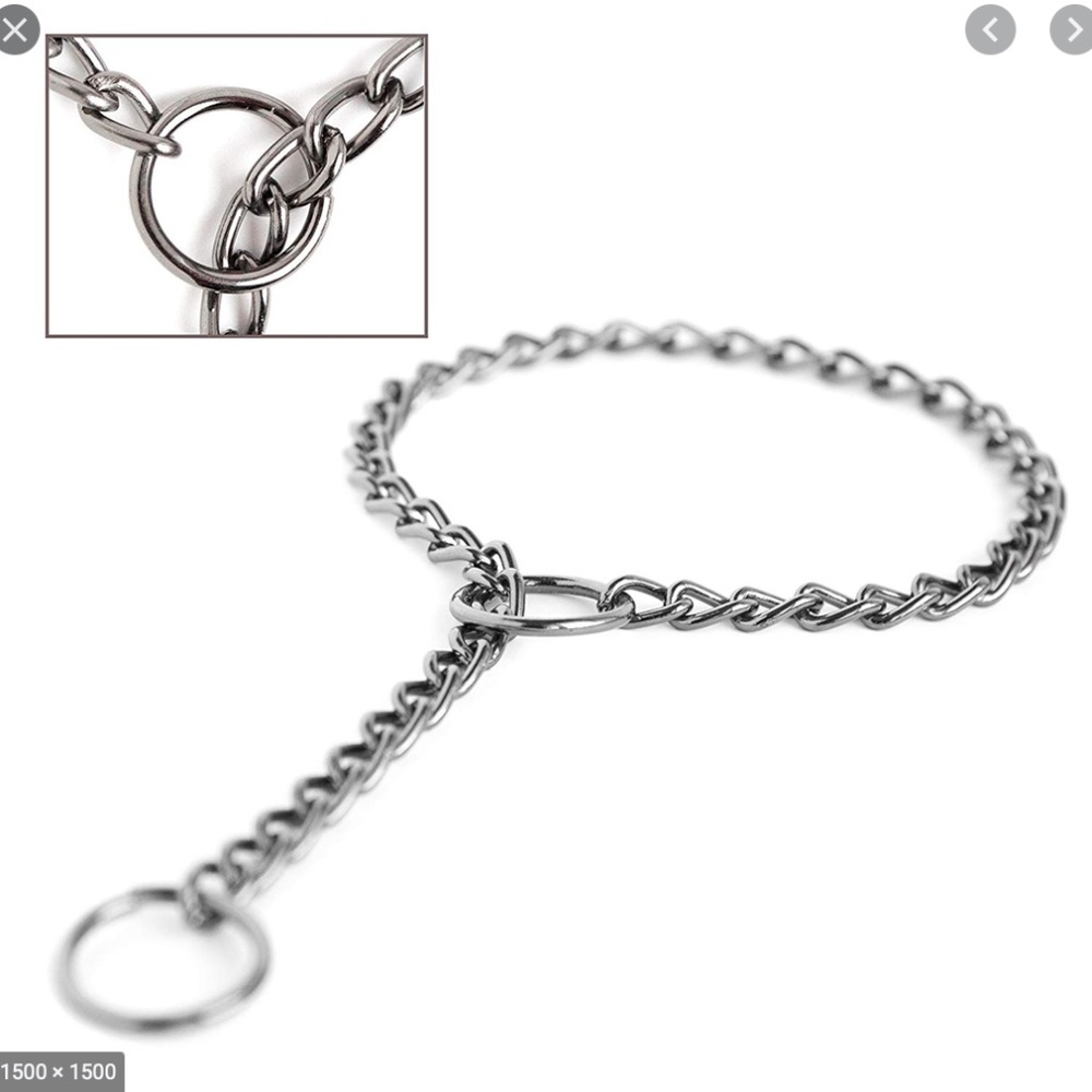 Gun Metal Chain Slip Collar and Leash